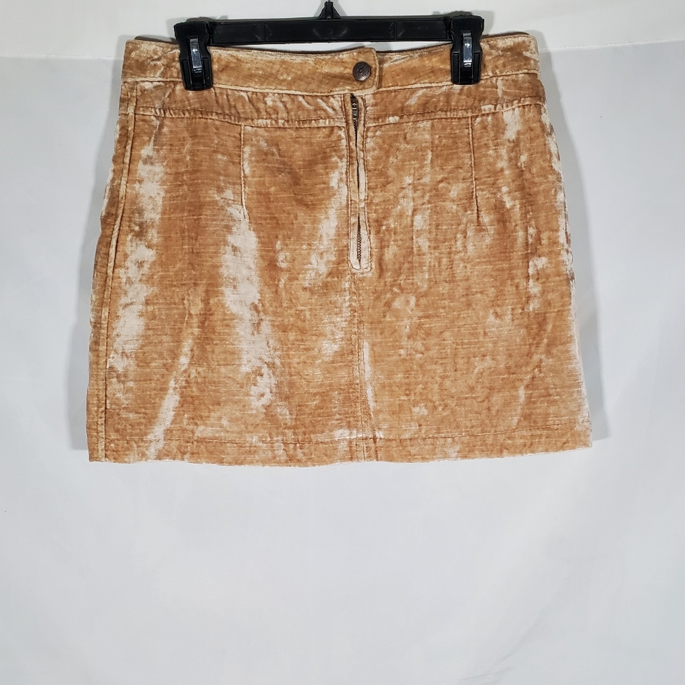 FREE PEOPLE CREAM CRUSHED VELVET PENCIL SKIRT W LINING 2 BACK POCKETS